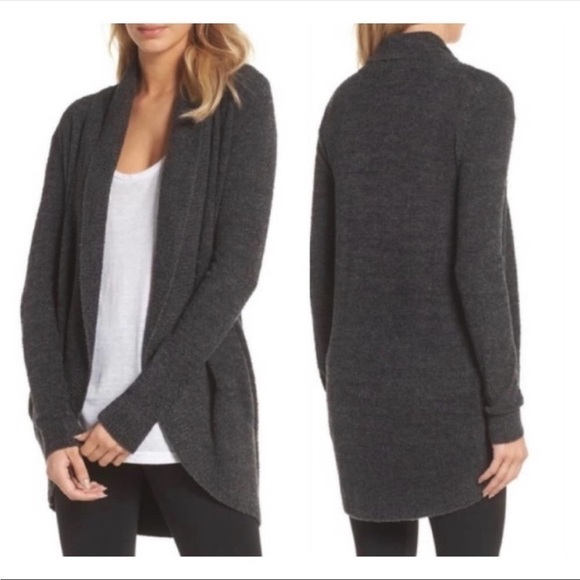 Barefoot Dreams CozyChic Lite Circle Cardigan Soft Gray Cozy Pockets Sz XS Small - Picture 10 of 10